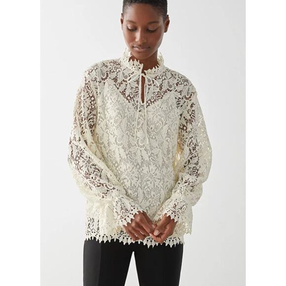 & Other Stories Relaxed Scalloped Ruffle Lace Blouse $128 - 6